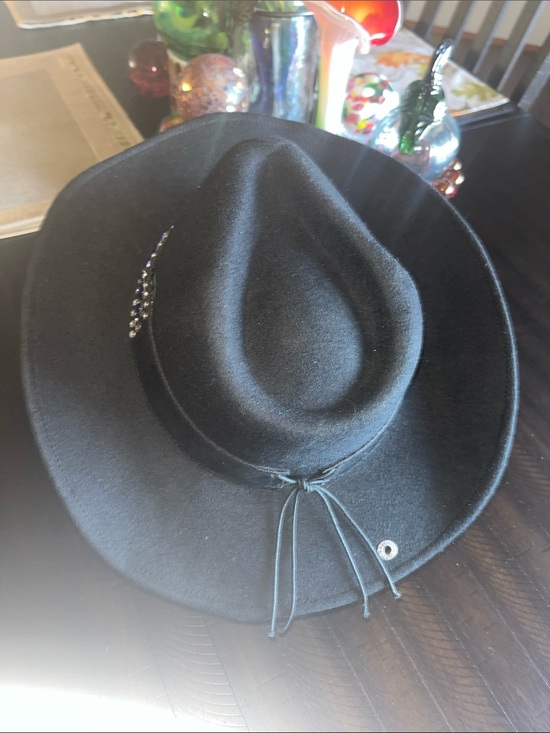 Peter Grimm Black Wide-Brim Wool Hat with Rhinestone & Blue Accent Band main image 7